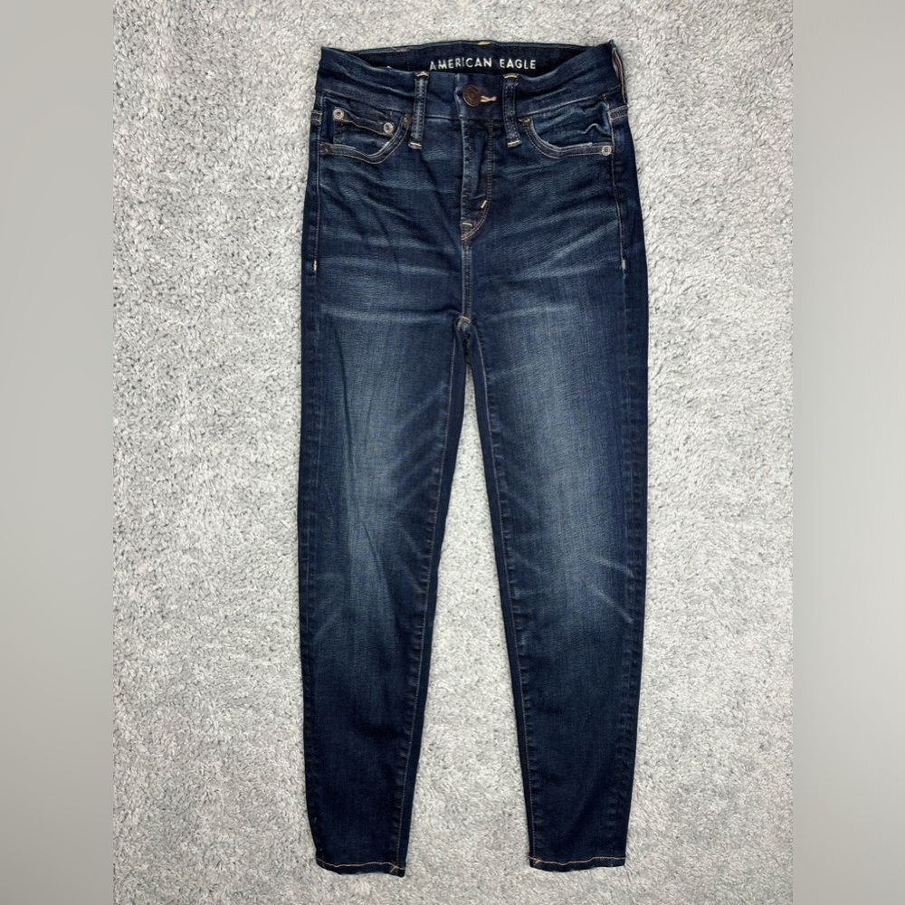 American Eagle Jeans Womens 000 Short Hi Rise Jegging The Luxe Jean Dark Stretch